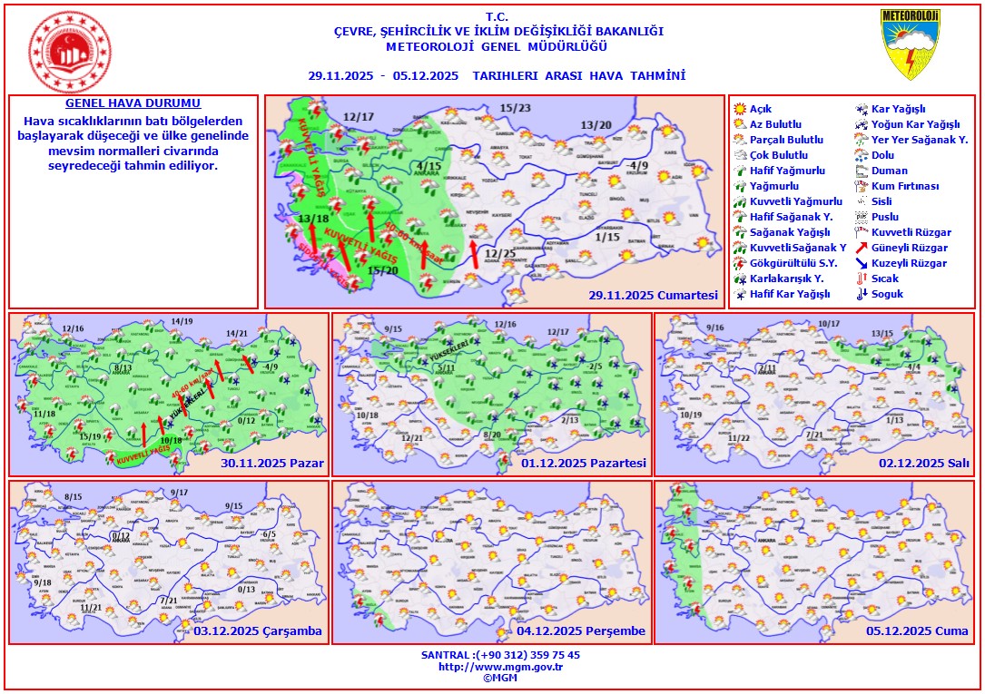 Meteoroloji'den Haftalık Hava Tahmini: Sıcaklıklar Düşüyor