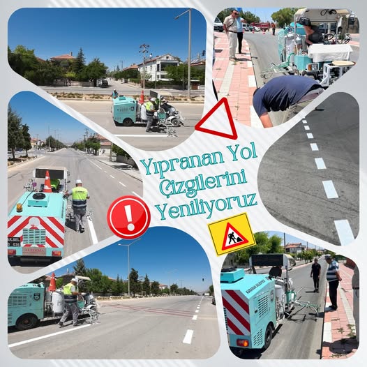 Karaman'da Trafik Akışını Düzenlemek İçin Yol Çizgisi Çalışmaları Sürdürülüyor
