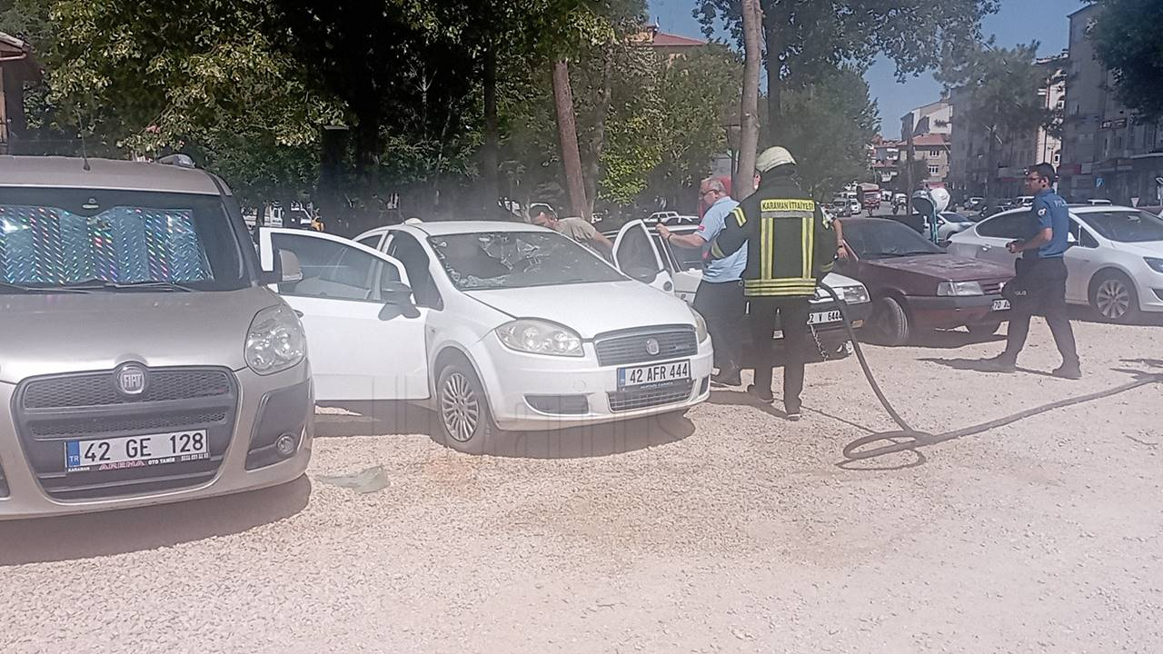 Karaman'da Otomobilde Yangın Paniği: Araç Büyümeden Söndürüldü