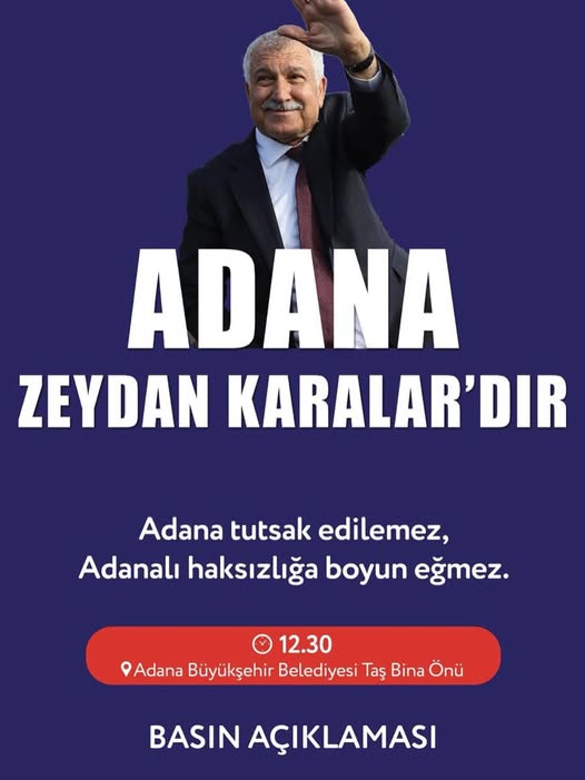 Adana'da Zeydan Karalar Destekçileri Büyükşehir Belediyesi Önünde Buluşuyor