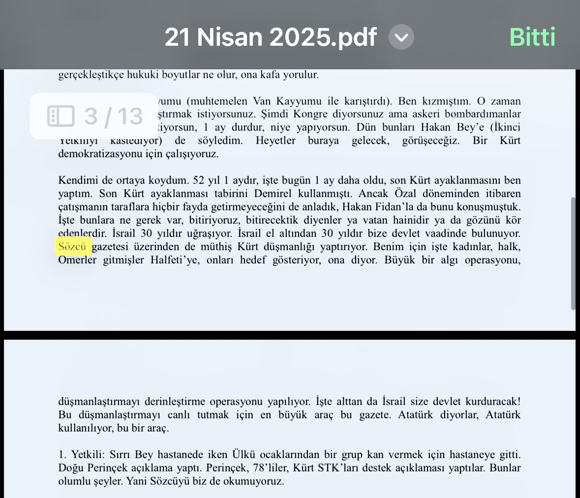 Öcalan'ın İmralı Tutanağında Sözcü Gazetesi'ni Hedef Gösterdiği İddiaları