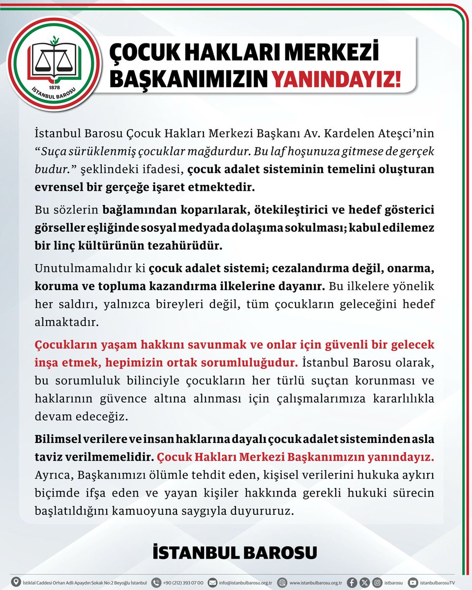 İstanbul Barosu'ndan Çocuk Adalet Sistemi Uyarısı: Onarım ve Koruma İlkeleri Tehlikede