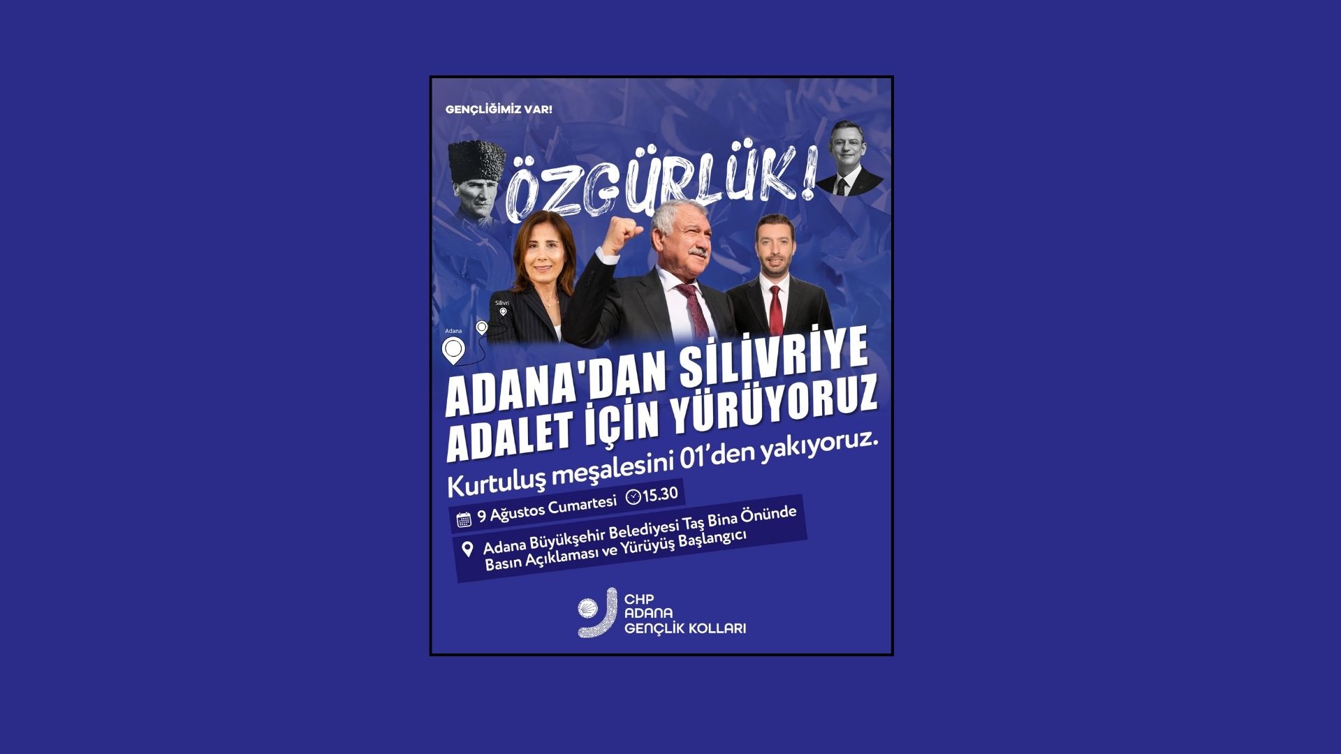 CHP Gençliği, Silivri'ye 1300 Kilometrelik Özgürlük Yürüyüşüne Başladı